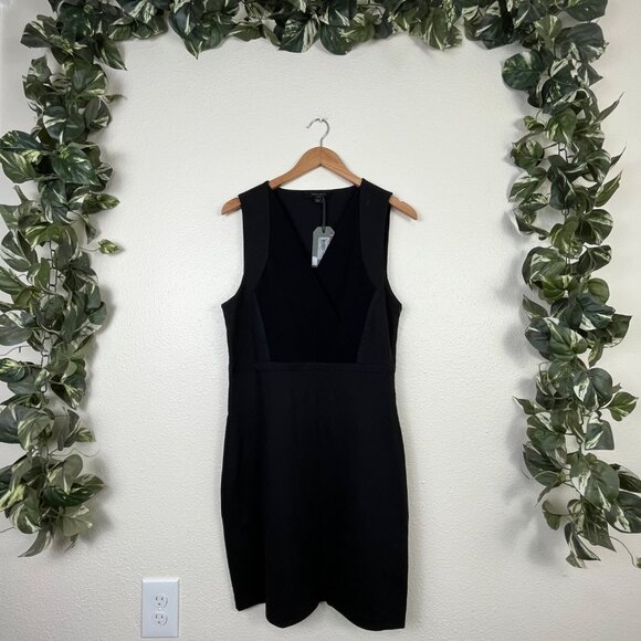 AllSaints Echo Sleeveless Bodycon Fitted Mini Dress Black NWT Women’s Size L - Picture 1 of 8